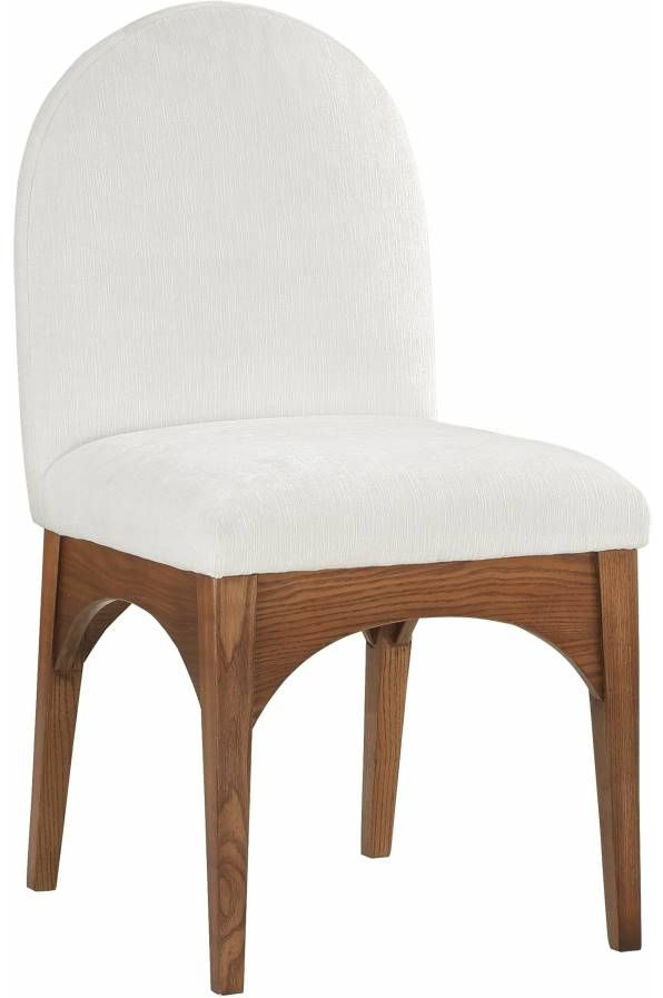 Meridian Furniture Waldorf Cream/Walnut Chenille Upholstered Dining Chair-0