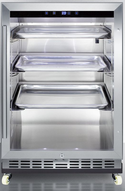 Summit® Commercial 5.0 Cu. Ft. Stainless Steel Frame Outdoor Mini Reach-In Beverage Center with Dolly-0