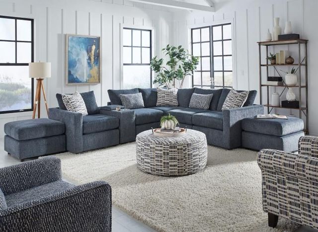 Fusion Furniture Universal Denim Beaumont Blue Swivel Glider Chair-1