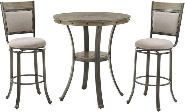 Powell® Franklin 3-Piece Gray Wash/Pewter Pub Set-0