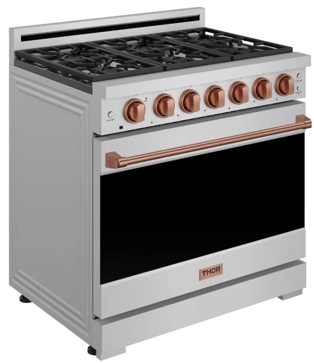 Thor Kitchen Gordon Ramsay Collection 36" Stainless Steel Pro Style Liquid Propane Range with Precision Knob Control and Rose Gold Trim-2