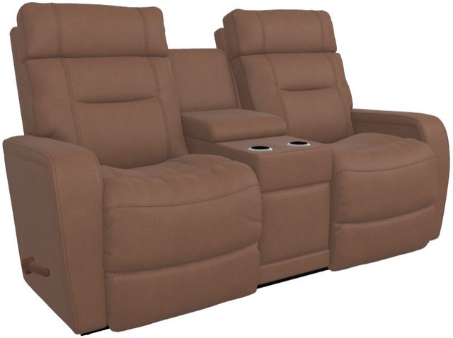 La-Z-Boy® Baron Mocha Leather Manual Wall Reclining Loveseat with Console-0