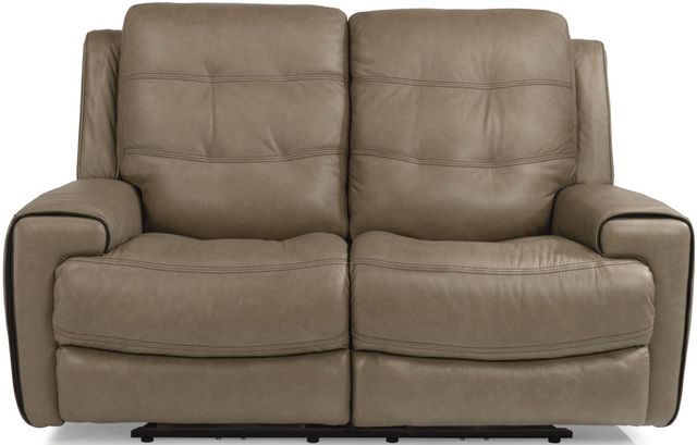 Flexsteel® Wicklow Brown Power Reclining Loveseat with Power Headrests-1