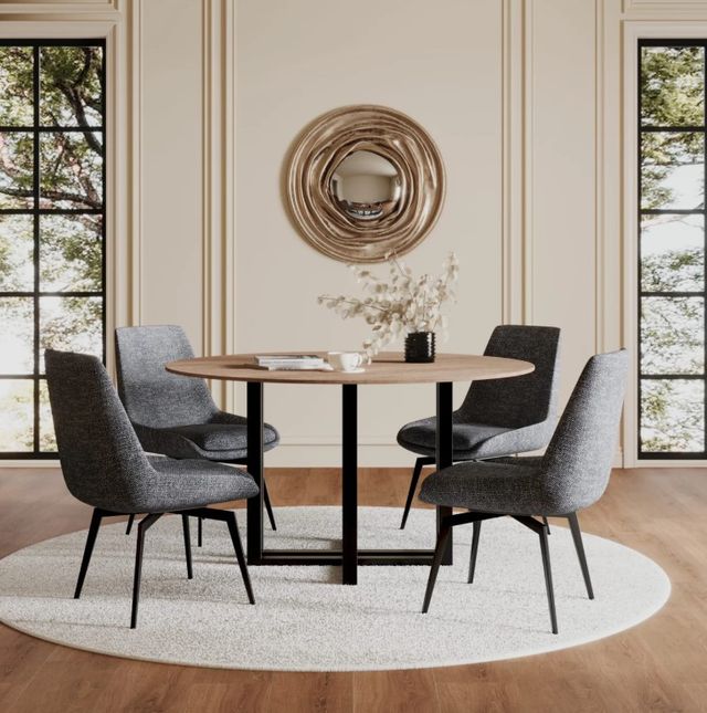 Modus Furniture CEO Washed Oak Dining Table with Gunmetal Base-1