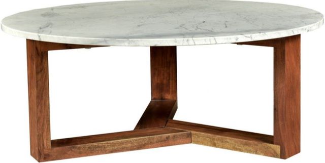 Moe's Home Collection Jinxx White Coffee Table with Brown Base -0