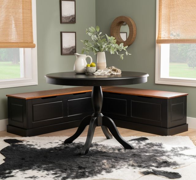 Linon Norah 2-Piece Black/Walnut Dining Nook Set-1