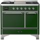 Ilve® Majestic III 40" Emerald Green Pro Style Dual Fuel Natural Gas Range with Solid Door and Chrome Trim-0