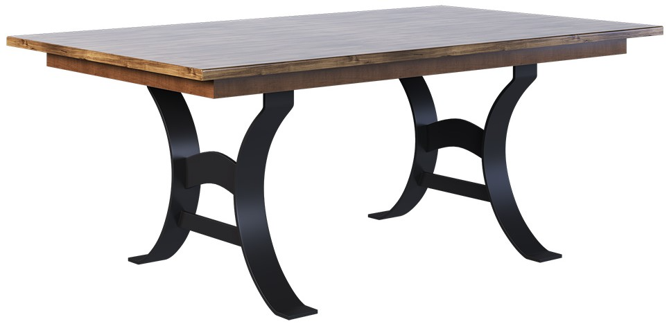 Country View Woodworking Customizable Cordova 48" Sap Cherry Dining Table with 2-Leaves and Brown Maple Base