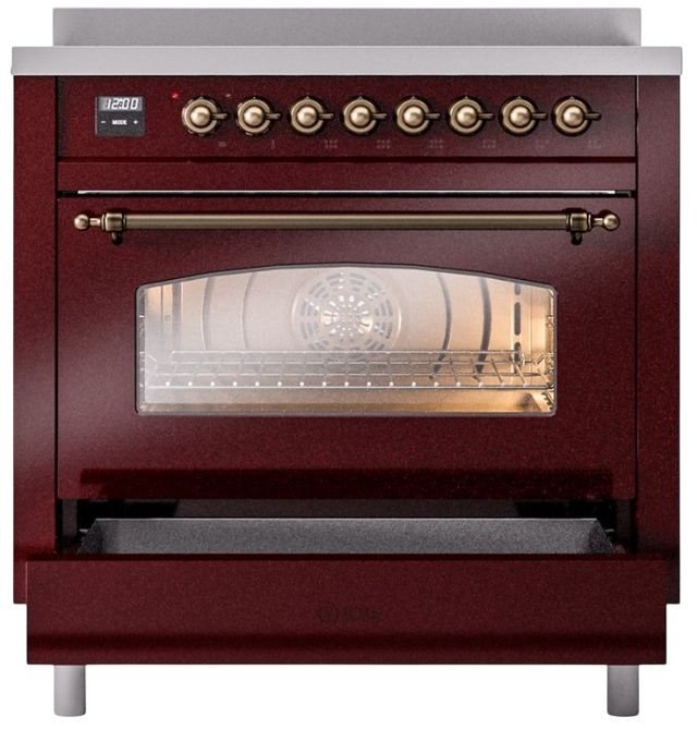 Ilve® Nostalgie II Series 36" Burgundy Pro Style Induction Range-2