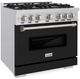 ZLINE Classic Series 36" Satin Stainless Steel Pro Style Dual Fuel Range with Black Matte Door-2