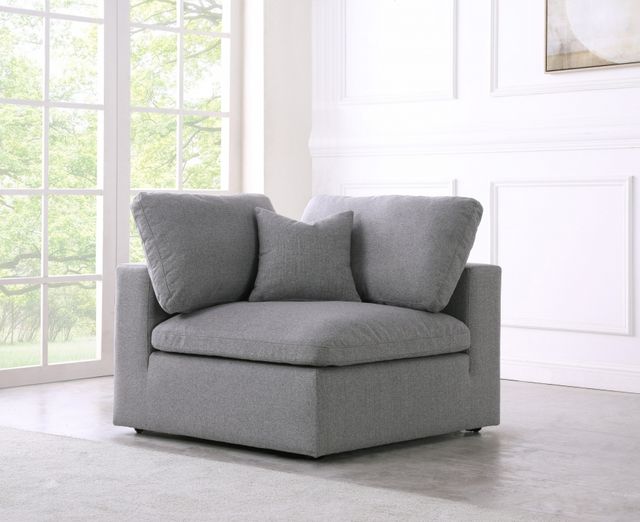 Meridian Furniture Serene Grey Linen Fabric Deluxe Cloud Corner Chair-2