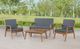 Linon Cosgrove 4-Piece Gray Fabric/Wooden Outdoor Patio Chat Set-5