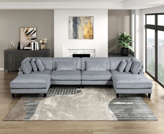 Homelegance® Robstown 6-Piece Gray Modular Sectional with 2-Ottoman-1