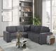 Global Furniture USA U2660-4 3-Piece Corduroy L-Shaped Sectional Sofa Bed-1
