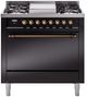 Ilve® Nostalgie II Series 36" Glossy Black Pro Style Dual Fuel Range-0