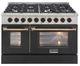 Kucht Professional KDF Series 48" Stainless Steel Pro Style Dual Fuel Range with Black Door and Gold Handle-0