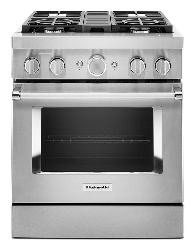 KitchenAid® 30" Stainless Steel Commercial-Style Freestanding Dual Fuel Range