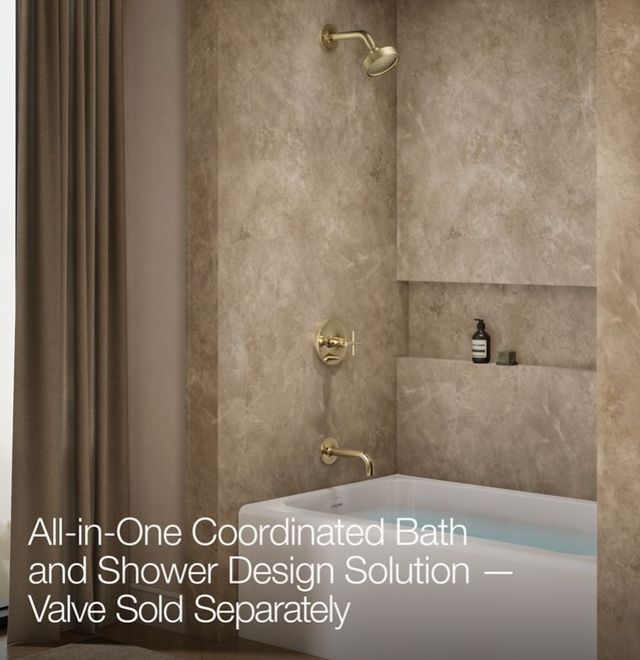 KOHLER® Purist® Rite-Temp® Vibrant French Gold 2.5 GPM Bath and Shower Trim Kit with Cross Handle and Push-Button Diverter -3