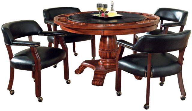 Steve Silver Co. Tournament 6-Piece Black/Medium Cherry Game Table Set-0
