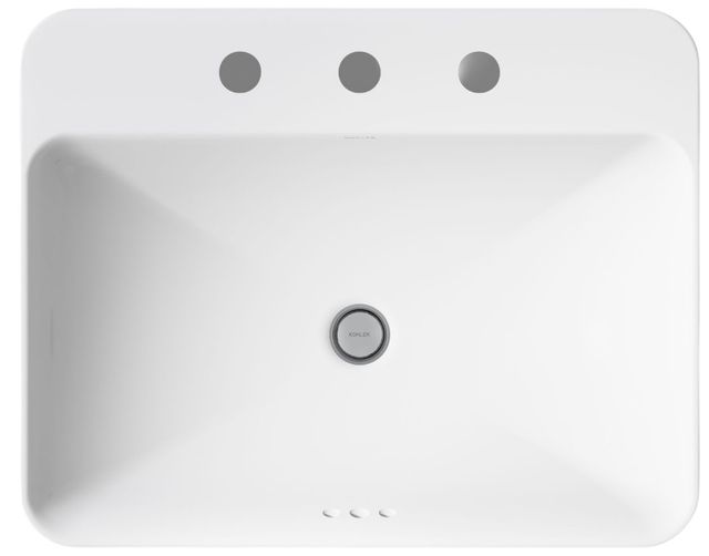 Kohler Vox® White 23" 3 Faucet Holes Rectangular Vessel Bathroom Sink-1