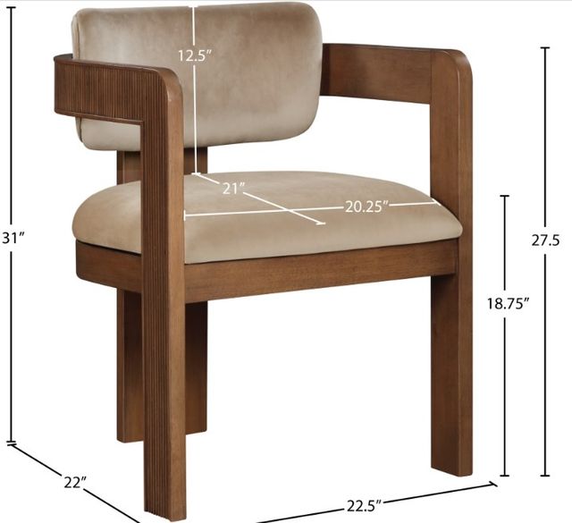 Meridian Furniture Sacha Beige/Brown Velvet Dining Chair-4
