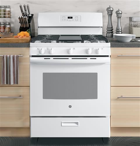 GE® 30" White Freestanding Gas Range-8