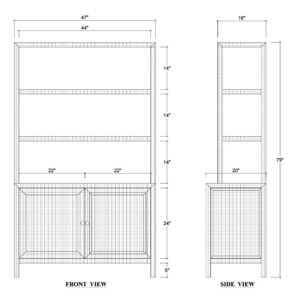 Bramble Customizable Kagu 2-Door Open Hutch-2