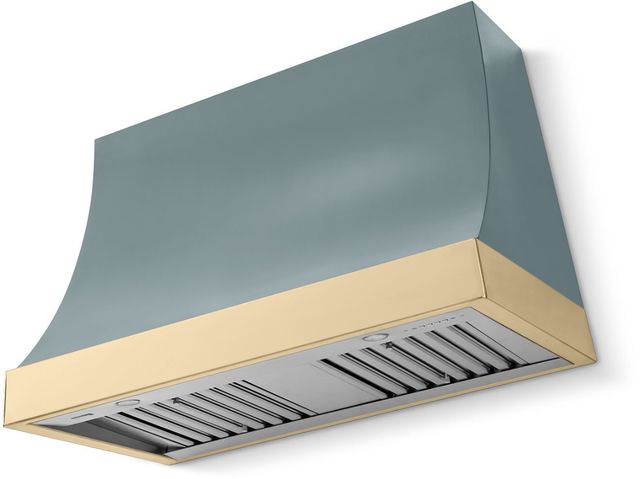 La Cornue Cornufé Marquee 44" Ocean Wall Mounted Range Hood with Polished Brass Trim-0