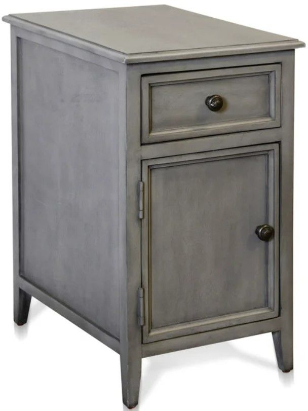 StyleCraft Vintage Gray 1-Drawer Side Table with Door-0