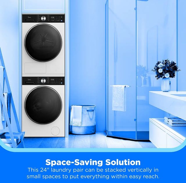 Open ventless dryer door in modern laundry room setup Open ventless dryer door in modern laundry room setup