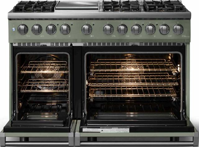 Viking® 5 Series 48" Eucalyptus Pro Style Dual Fuel (NG) Range with Polished Chrome Trim-1