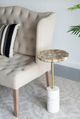 A & B Home Gold Agate Side Table with White Marble Base -1
