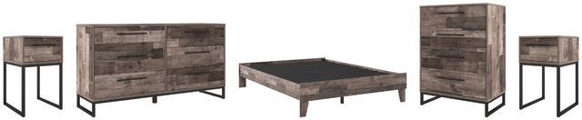 Signature Design by Ashley® Neilsville 5-Piece Multi Gray Queen Platform Bed Set-0