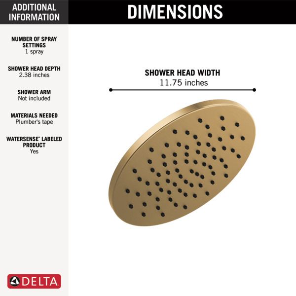 Delta Universal Showering Components Lumicoat® Champagne Bronze Single-Setting Metal Raincan Shower Head-1