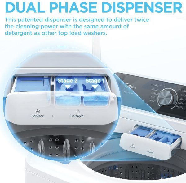 Midea® 4.4 Cu. Ft. White Agitator Top Load Washer-8