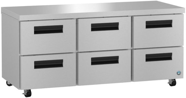 Hoshizaki Steelheart® 72" 18 Cu. Ft. Stainless Steel Two Section Undercounter Refrigerator with Stainless Drawers-1