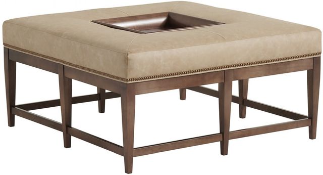 Lexington Home Customizable Leather Carillon Cocktail Ottoman with Removable Tray-0