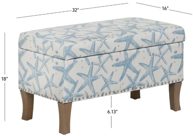 Linon Stephanie Brown/Light Blue Storage Bench-3