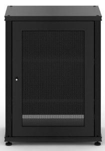 Salamander Designs® Synergy System Black Oak 1-Door AV Cabinet with Black Post-1