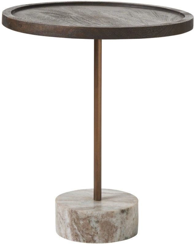 Renwil® Braiden Walnut Accent Table with Antique Brass Frame and Natural Base-0
