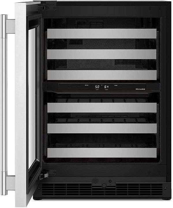 Kitchenaid® 24" Stainless Steel Undercounter Wine Cooler with Full-Extension Metal-Front Racks-1