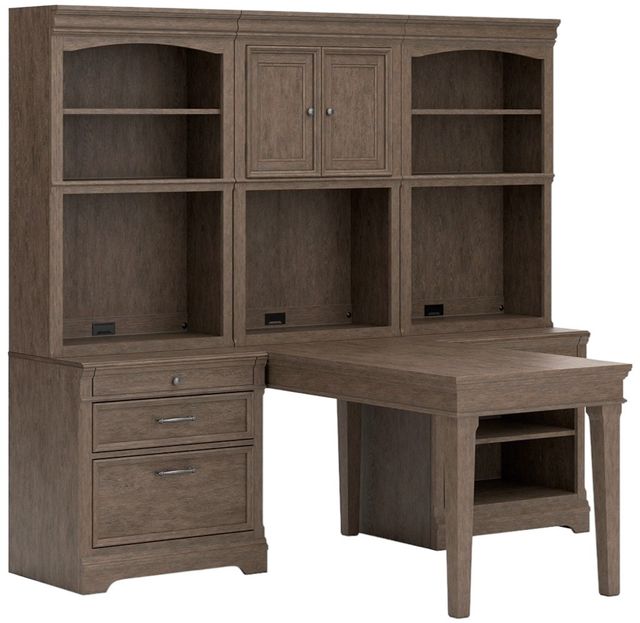 Signature Design by Ashley® Janismore 6-Piece Weathered Gray Office Desk Set-0