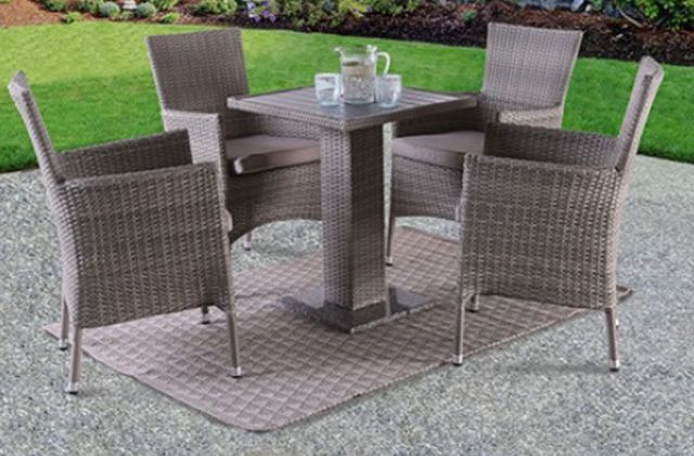 Furniture of America® Niambi 5-Piece Gray Marble/Rattan Wicker Outdoor Patio Dining Set-0