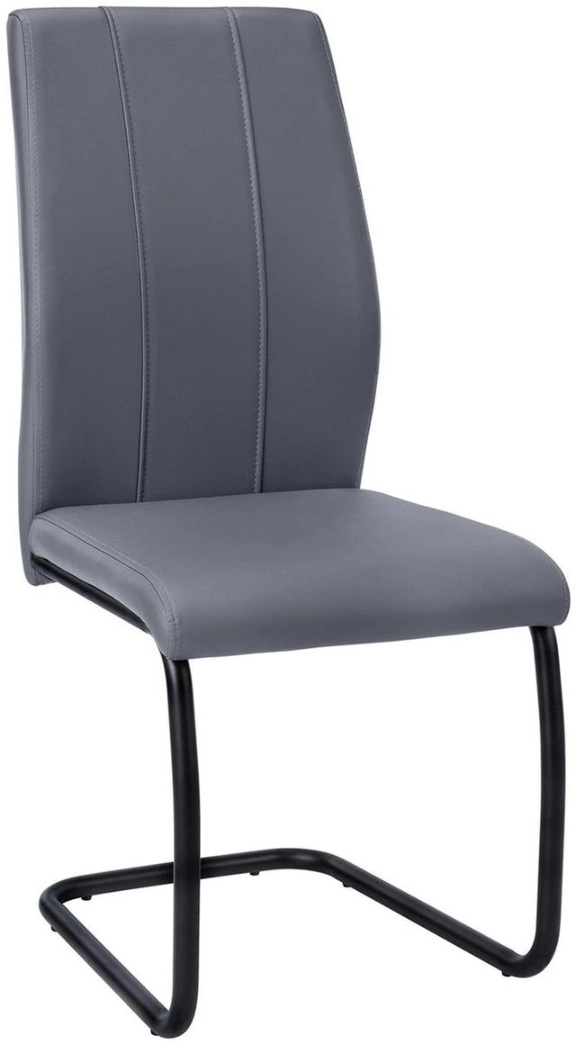Monarch Specialties Inc. 2-Piece Grey Side Chair Set with Black U-Shaped Bases-0