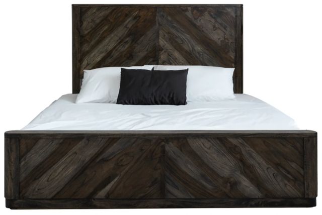 International Furniture Direct Balam Stained Dark Queen Panel Bed-0