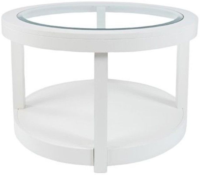Jofran Inc. Urban Icon Glass Top Round Coffee Table with White Base-0