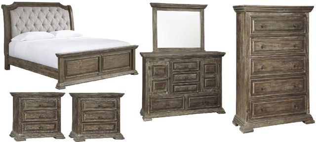 Signature Design by Ashley® Wyndahl 6-Piece Brown Queen Panel Bed Set-0
