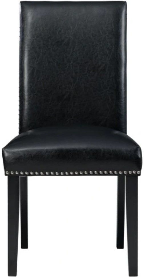 Elements International Meridian Black Upholstered Dining Side Chair-1