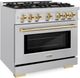 ZLINE Select Autograph Edition 36" Stainless Steel Pro Style Dual Fuel Range with Polished Gold Accents-2