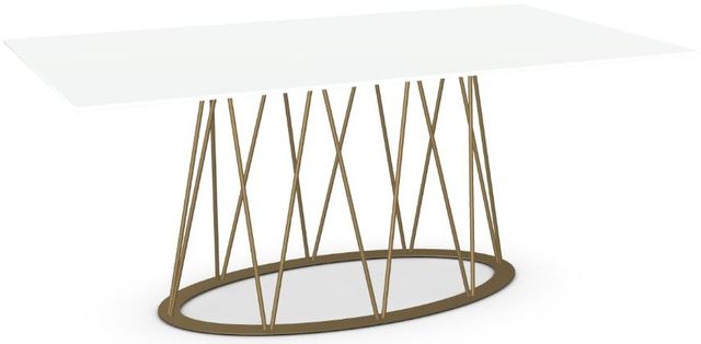 Amisco Customizable Calypso White Glass Rectangular Dining Table-0
